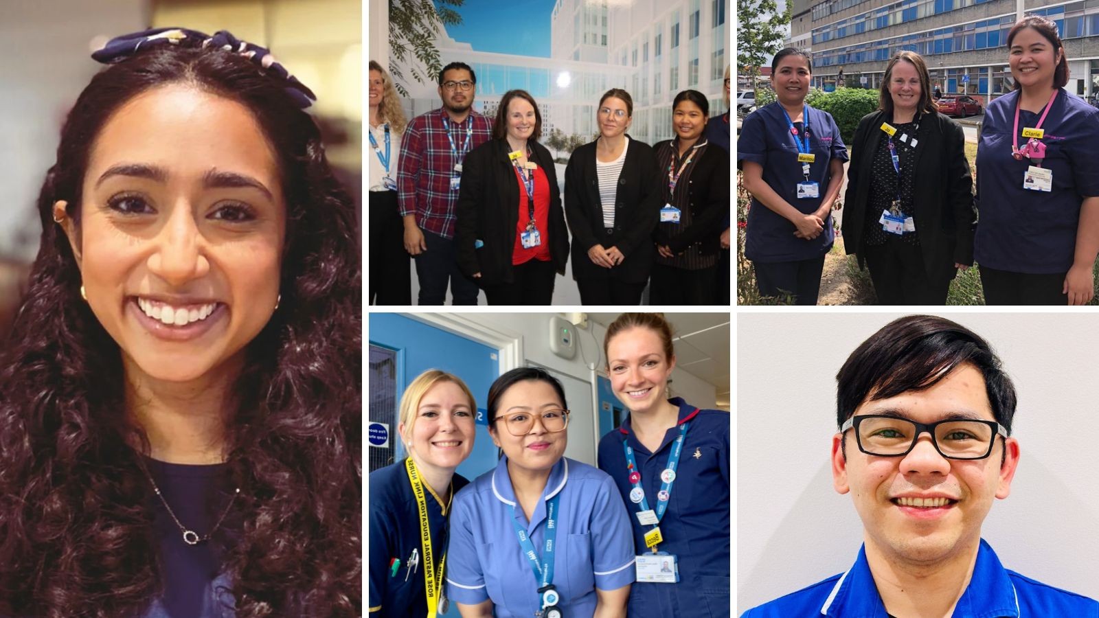 Pictured clockwise from left Shamira Ghouse, the Corporate Nursing Workforce team, the Preceptorship team, Simeon Cruz, and Ela Ab Mumin (centre) with her colleagues.