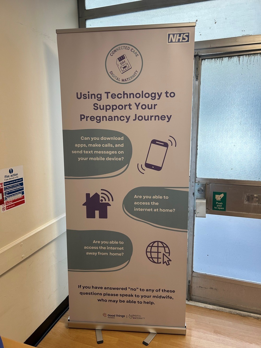 Picture is of a pop up banner which advertises the service in clinic waiting areas